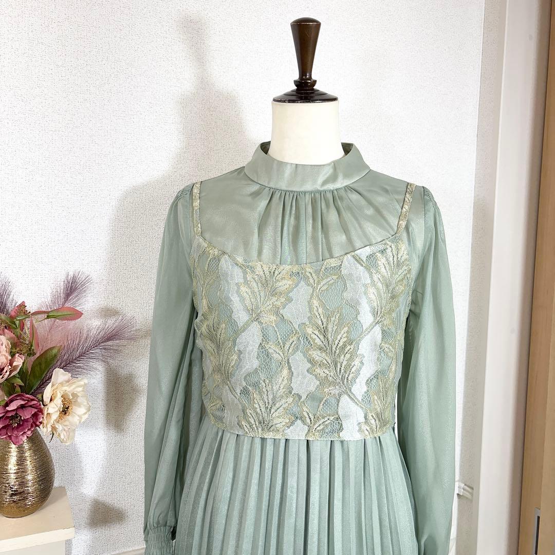 etoll.　エトル　ドレス　ワンピース　レースビスチェ×ボトルネックプリーツ