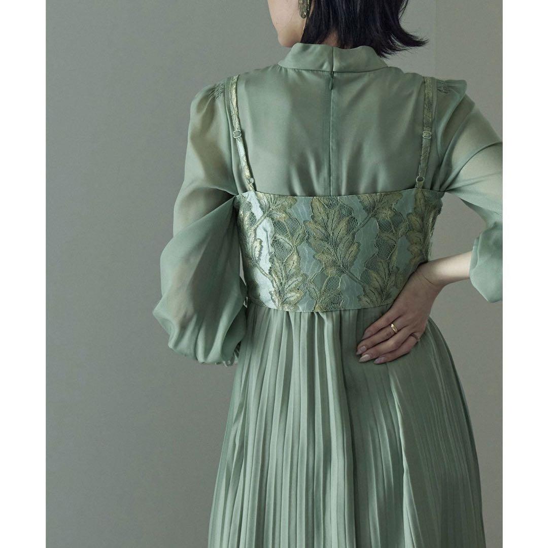 etoll.　エトル　ドレス　ワンピース　レースビスチェ×ボトルネックプリーツ