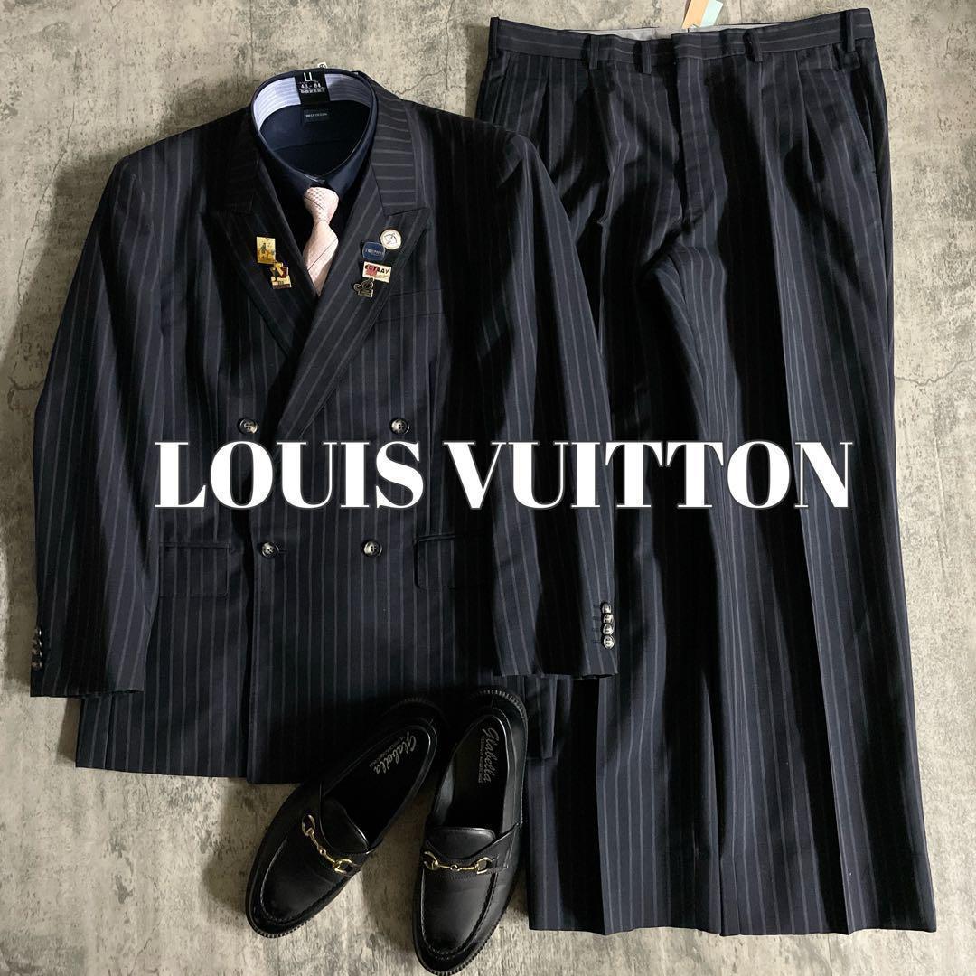 極美品 極上ウール ダブルブレストスーツ× LOUIS VUITTONネクタイ