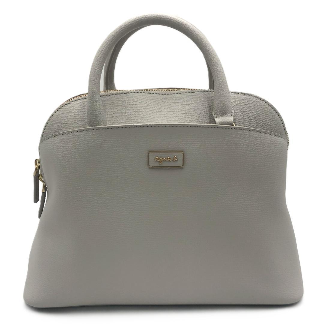 美品　agnes b. アニエスベーグレー レザー　ショルダーバッグ　2WAY