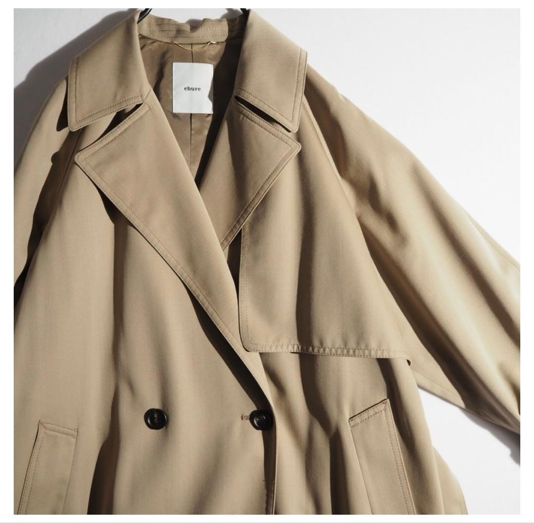 ebure エブール サマーウール トレンチコート 36 オーバーサイズ