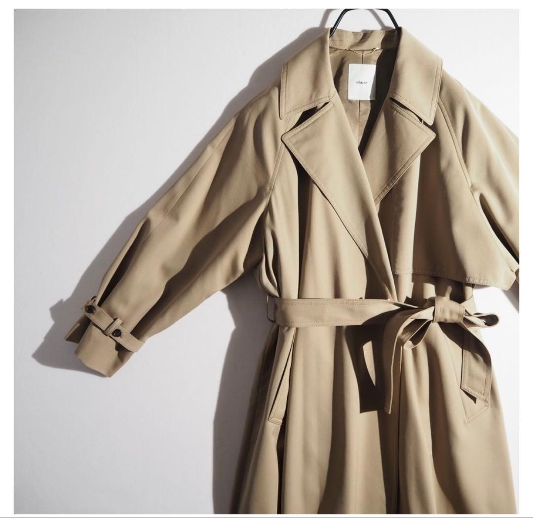 ebure エブール サマーウール トレンチコート 36 オーバーサイズ