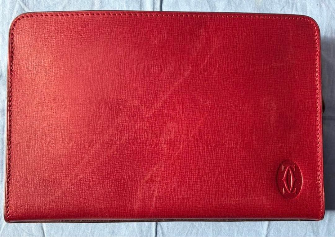 Cartier レザー クラッチバッグ レッド 箱付き