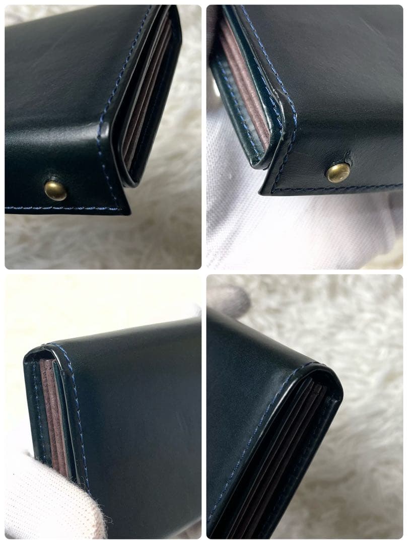 ｍ＋ ミッレフォッリエ IIP25 折り財布 本革 ダークネイビー