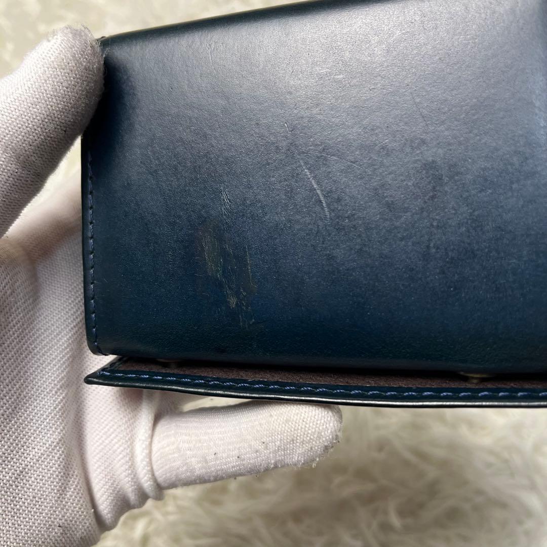 ｍ＋ ミッレフォッリエ IIP25 折り財布 本革 ダークネイビー
