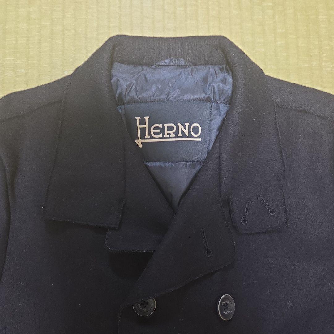 HERNO サイズ52 IN-TECH 代替ダウン Pコート 防寒 ウール 紺