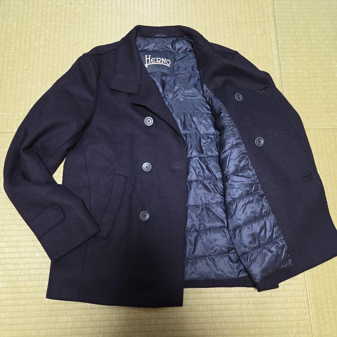 HERNO サイズ52 IN-TECH 代替ダウン Pコート 防寒 ウール 紺