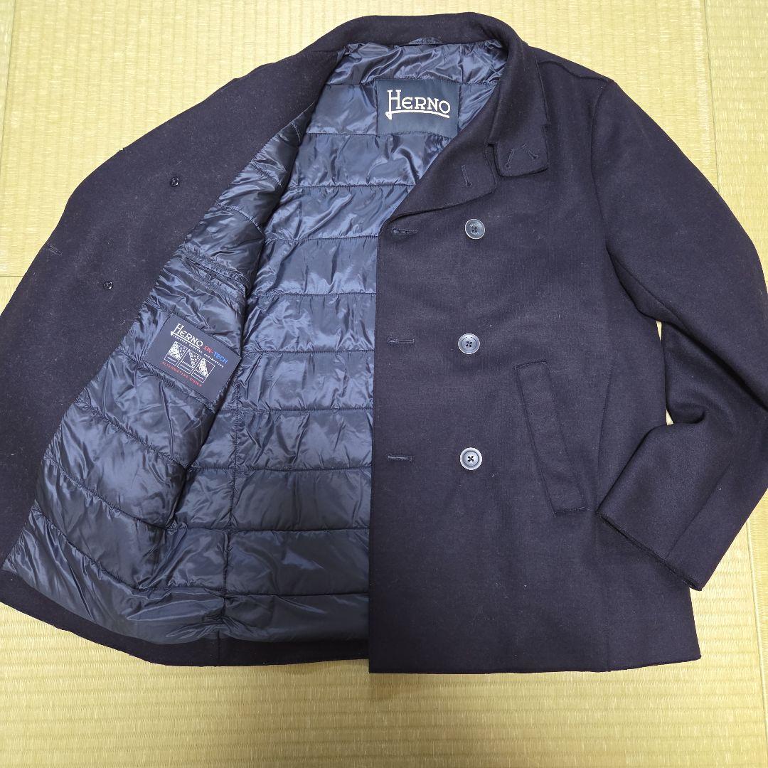 HERNO サイズ52 IN-TECH 代替ダウン Pコート 防寒 ウール 紺