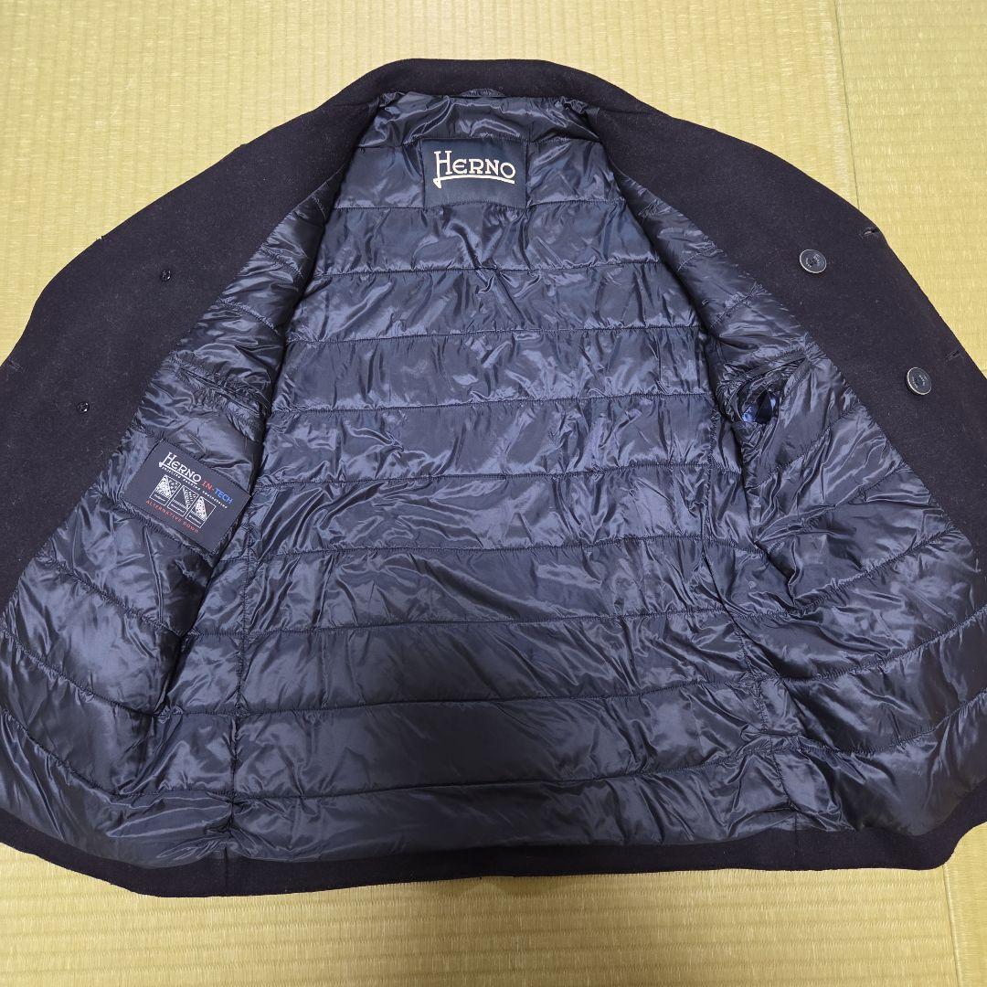 HERNO サイズ52 IN-TECH 代替ダウン Pコート 防寒 ウール 紺