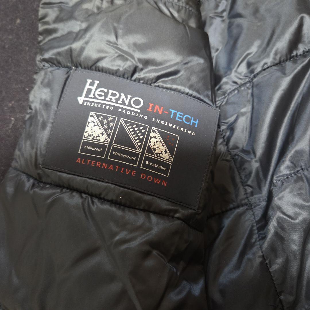 HERNO サイズ52 IN-TECH 代替ダウン Pコート 防寒 ウール 紺