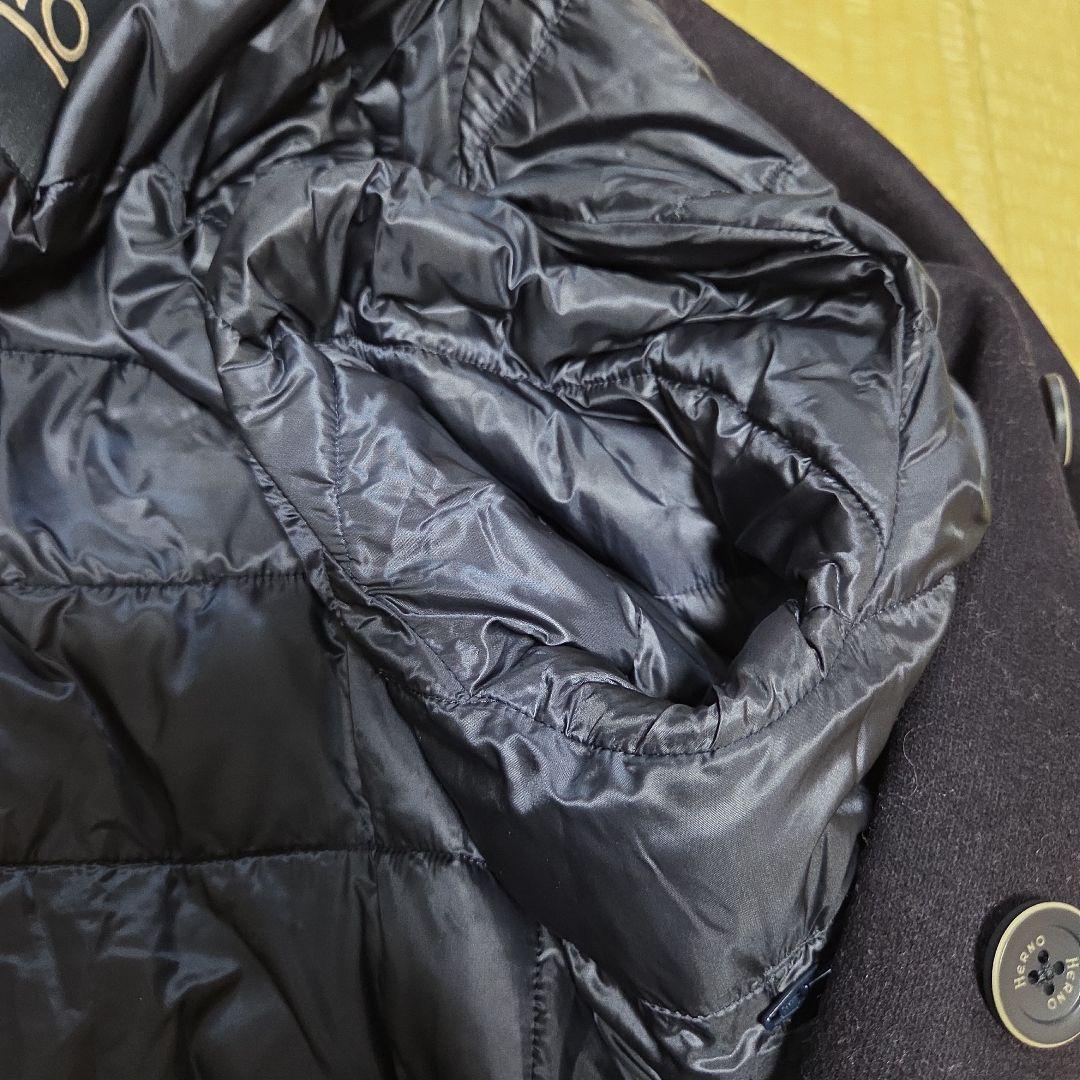 HERNO サイズ52 IN-TECH 代替ダウン Pコート 防寒 ウール 紺