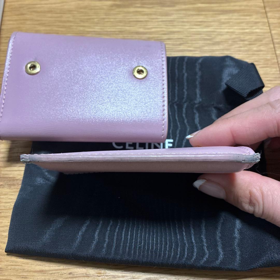 CELINE ピンク紫　折り財布　入れ付きコンパクトウォレット トリオンフ