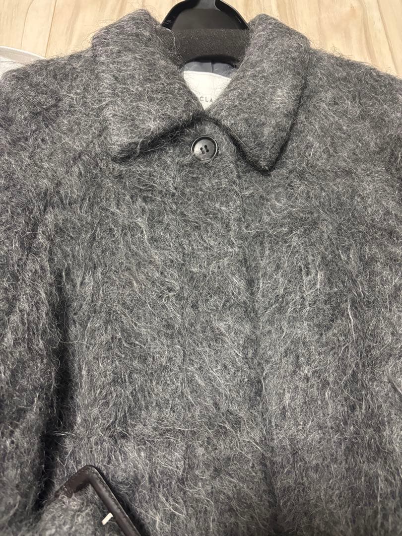 にしCLANE LONG SHAGGY LADY MAXI COATグレー