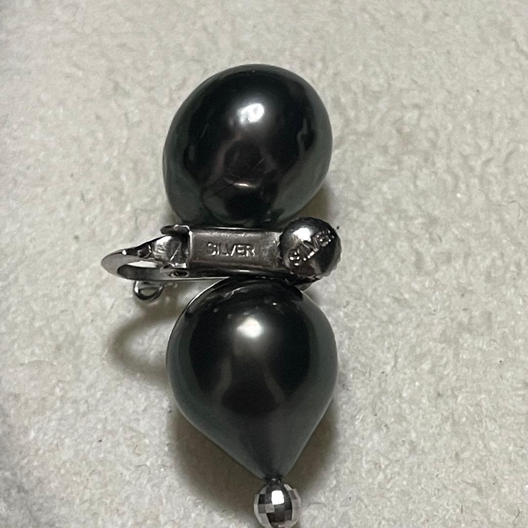 はっぱ5 【2点セット✨黒蝶真珠】ネックレス イヤリング 9.0-11.