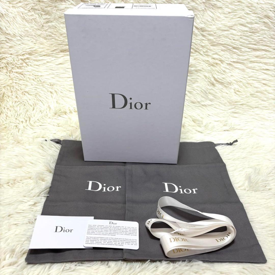【新品同様】ディオール 　ロゴデザイン　リボン バレエ シューズ ブラック