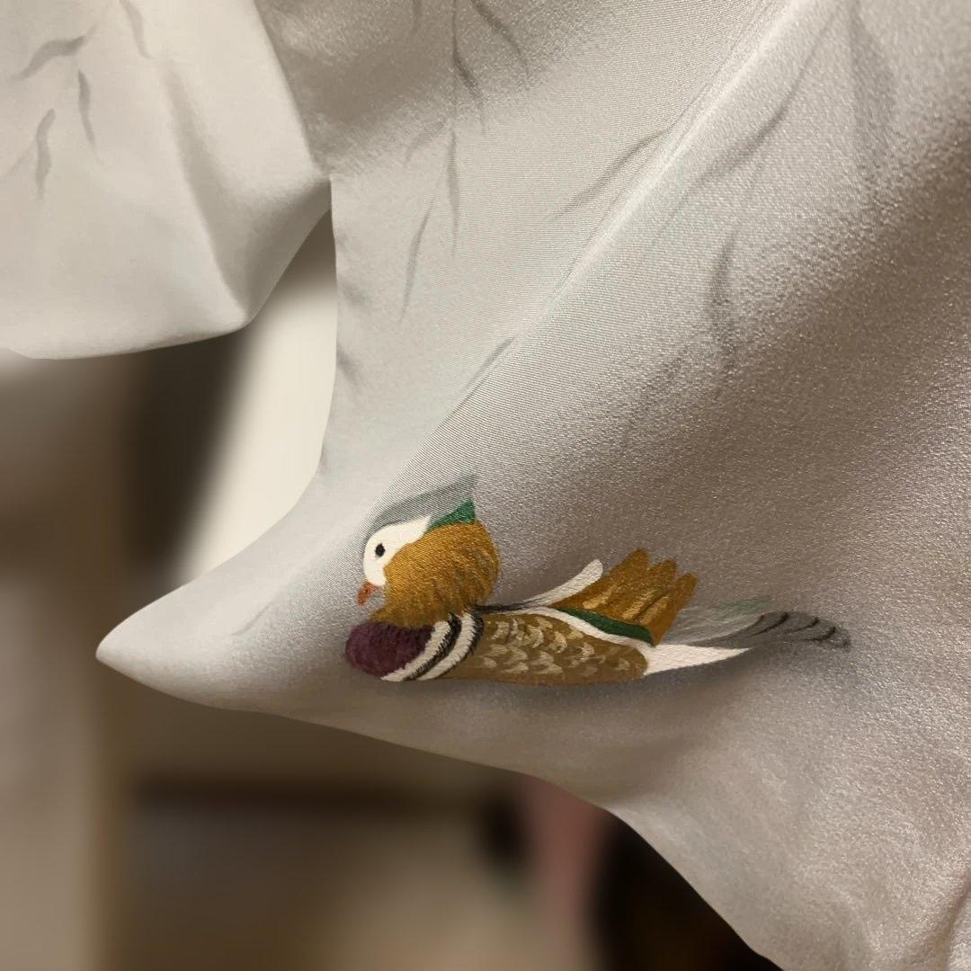 ch様極美品★奄美大島紬★泥染訪問着 ☆鴛鴦グレー入学式セレモニー