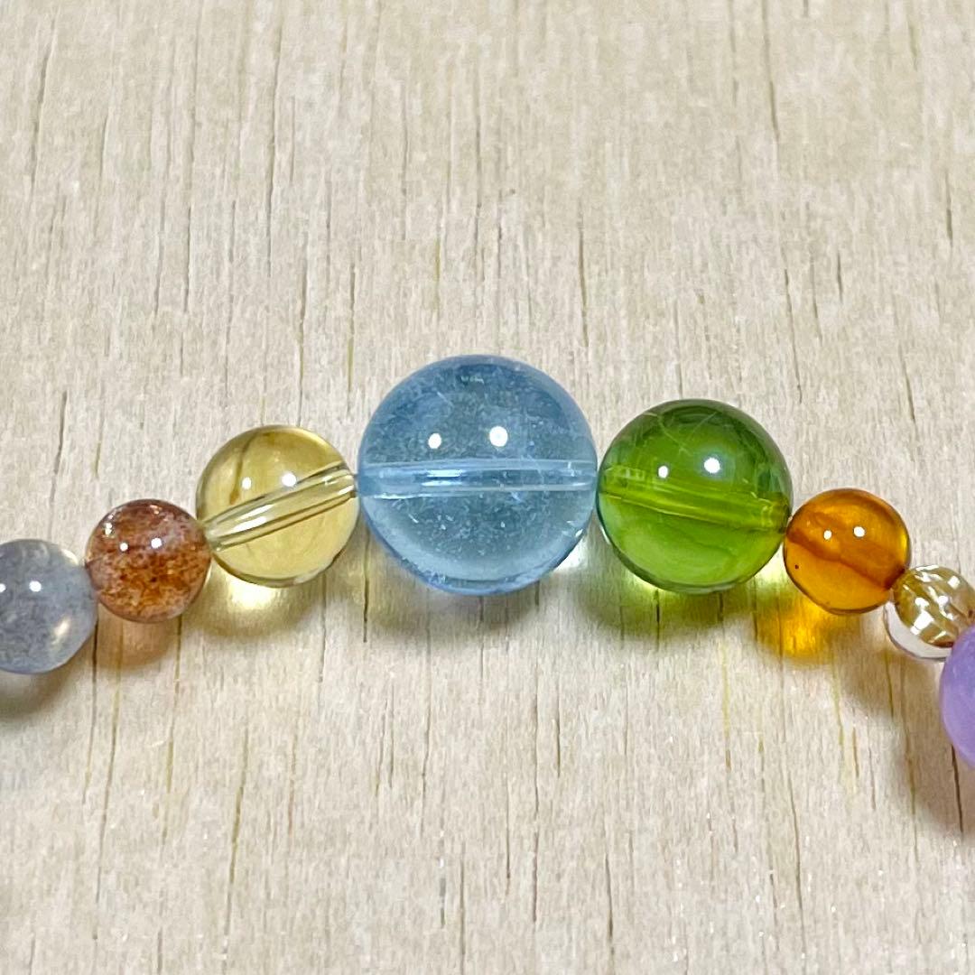 【高品質】琥珀・天然石（ラリマー、ブルートパーズ、エレスチャルクォーツ等）ブレス