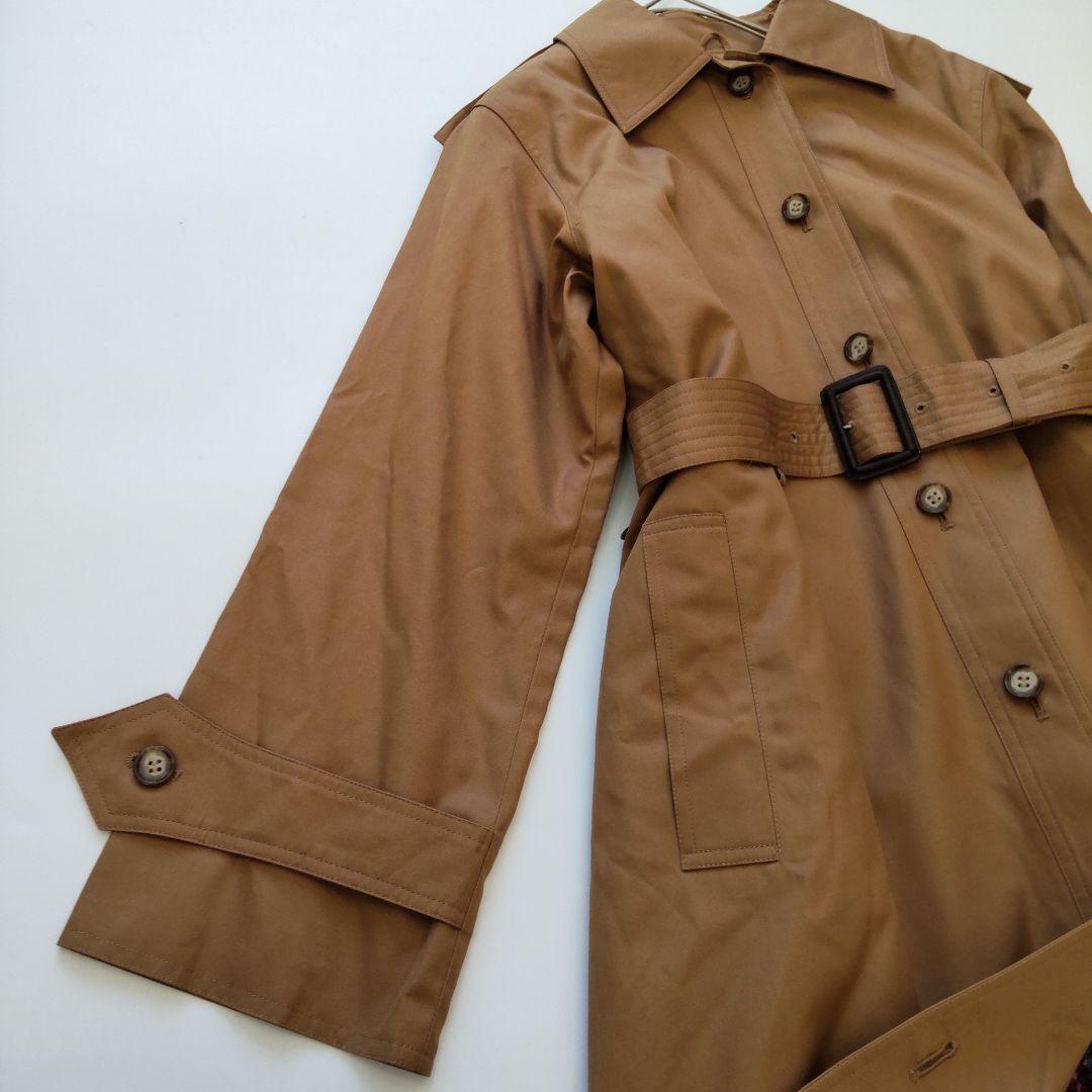 未使用 イヴサンローラン チェックライナー ベルト ロングコート 春秋 ブラウン