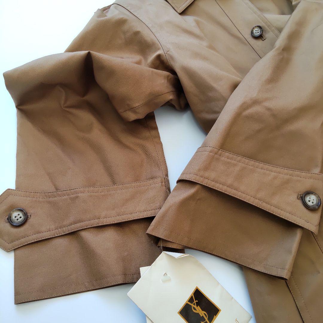 未使用 イヴサンローラン チェックライナー ベルト ロングコート 春秋 ブラウン