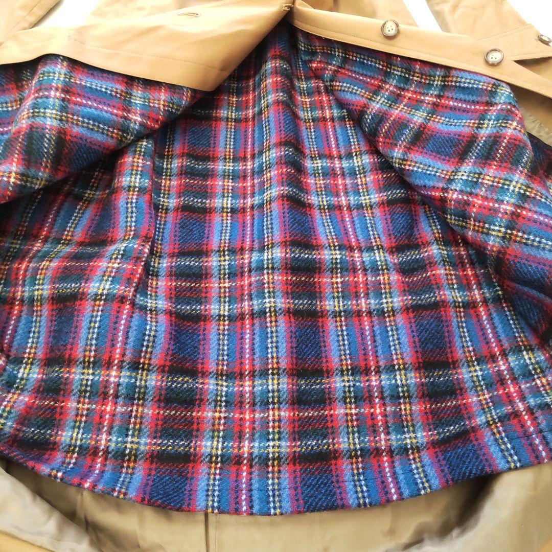 未使用 イヴサンローラン チェックライナー ベルト ロングコート 春秋 ブラウン