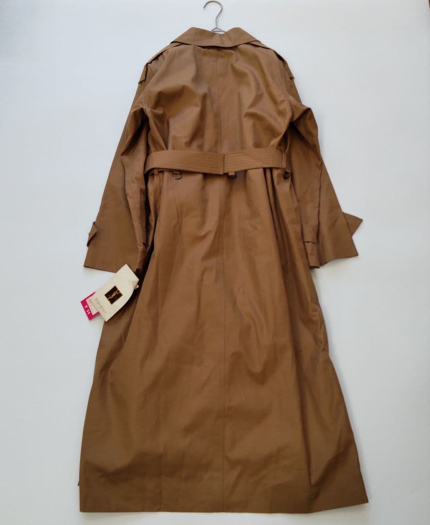 未使用 イヴサンローラン チェックライナー ベルト ロングコート 春秋 ブラウン
