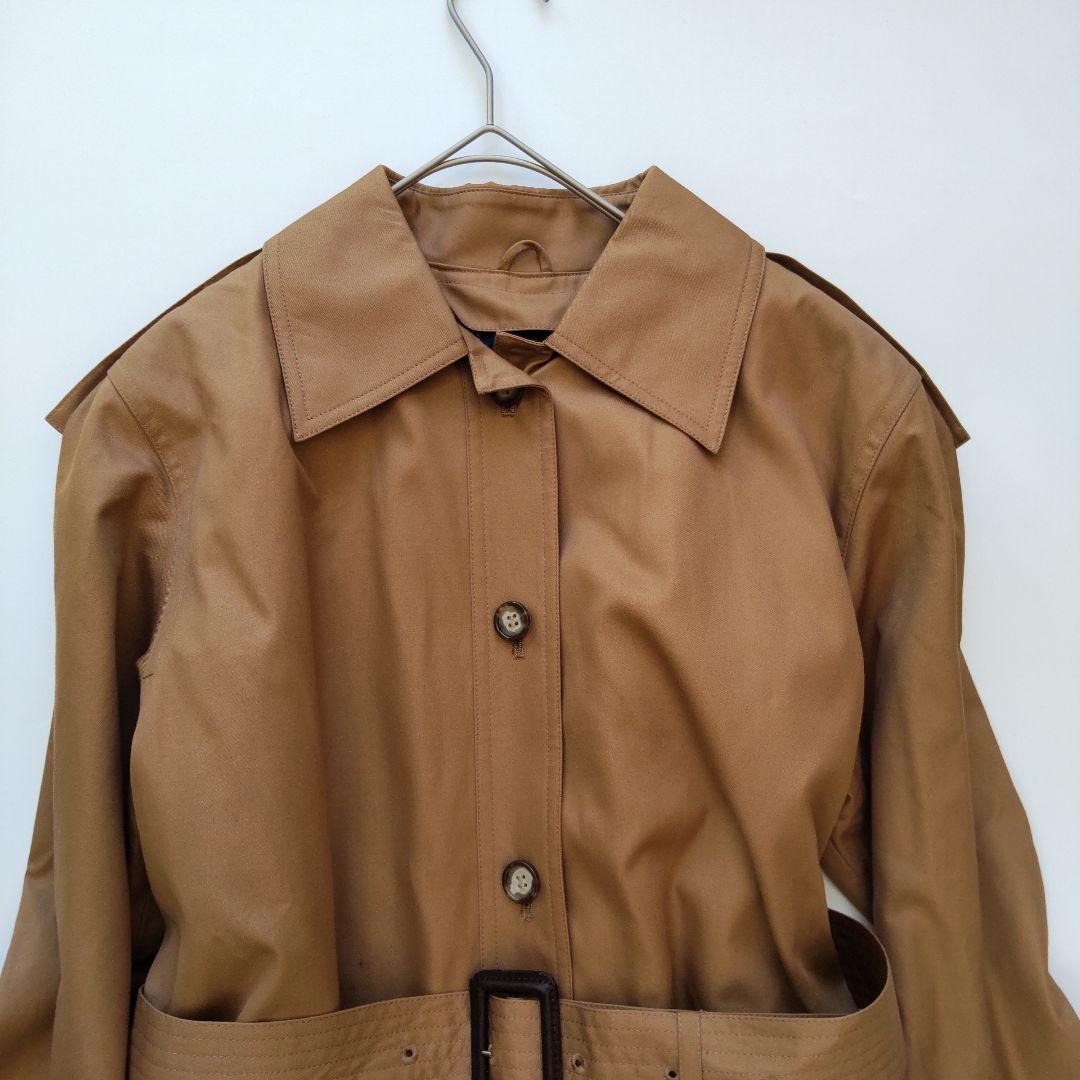 未使用 イヴサンローラン チェックライナー ベルト ロングコート 春秋 ブラウン