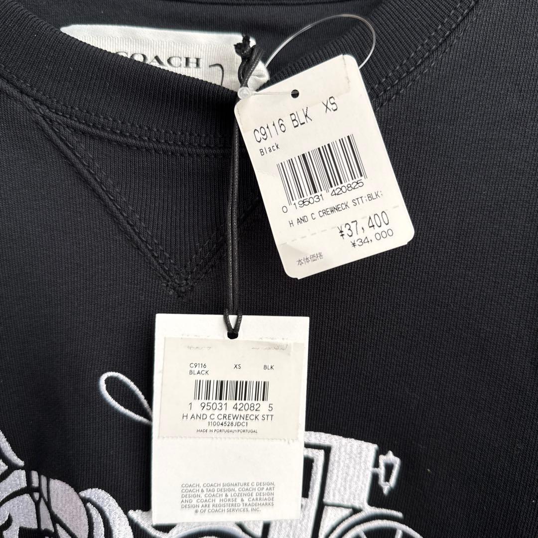新品未使用タグ付き　coachトレーナー　馬車柄　　　XSサイズ