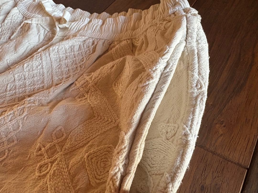 ポキプシー　pokipcee 刺繍　手刺繍　インド　ホワイト　パンツ　スザニ