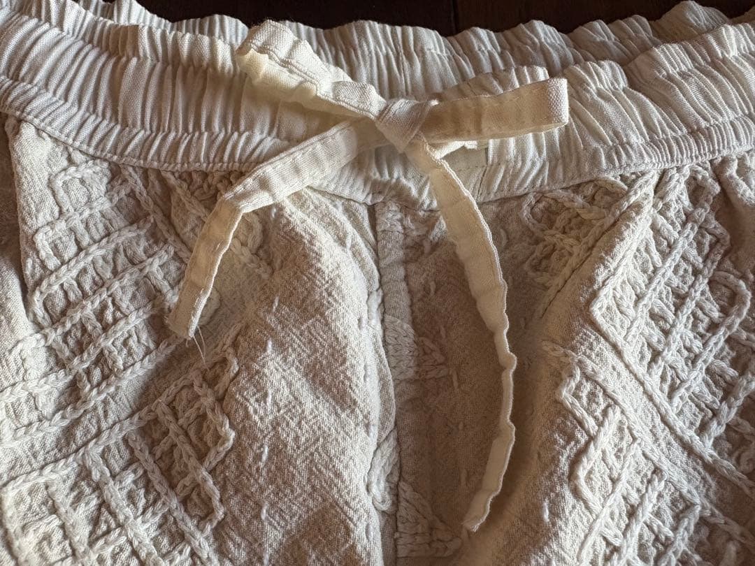 ポキプシー　pokipcee 刺繍　手刺繍　インド　ホワイト　パンツ　スザニ