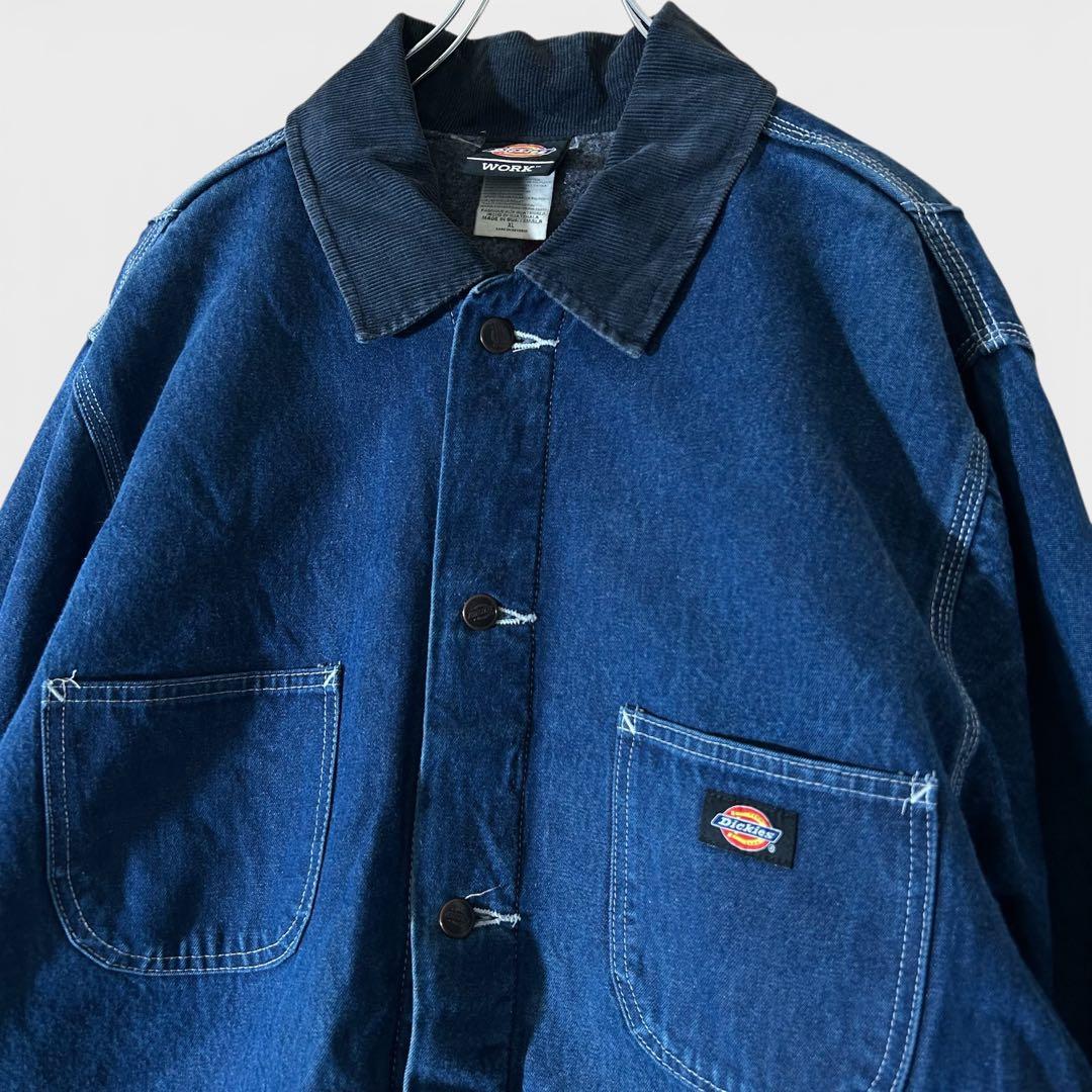 人気カラー! Dickies ディッキーズ デニム カバーオール 濃紺 XL
