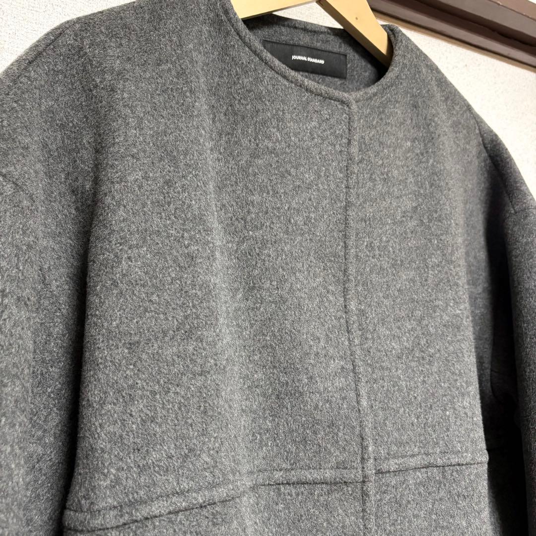 JOURNALSTANDARDスーパー140ビーバーノーカラーショートコート