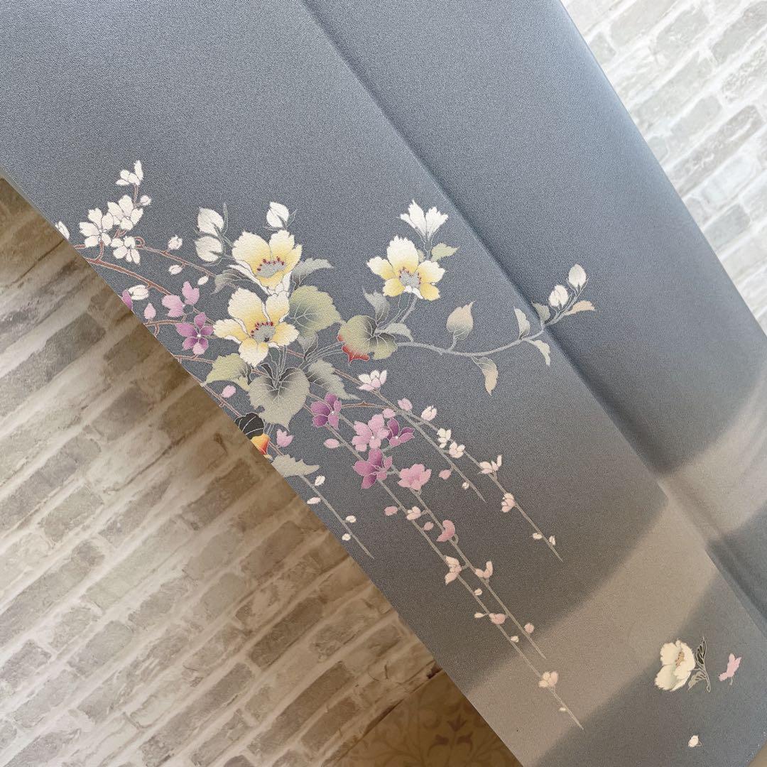 訪問着　フルセット　枝垂れ桜　上品な控えめ　華々　着物　付け下げ　Q1