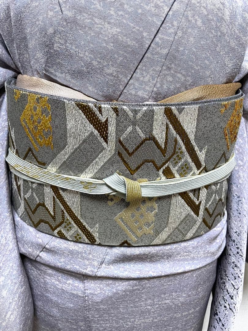 ♦️ 逸品　正絹　有職文様　有栖川鹿文　二重太鼓の作り帯