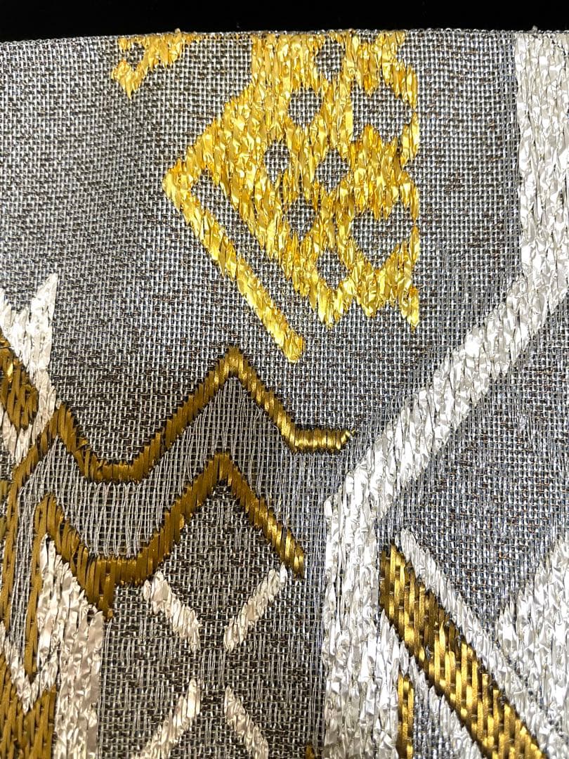 ♦️ 逸品　正絹　有職文様　有栖川鹿文　二重太鼓の作り帯