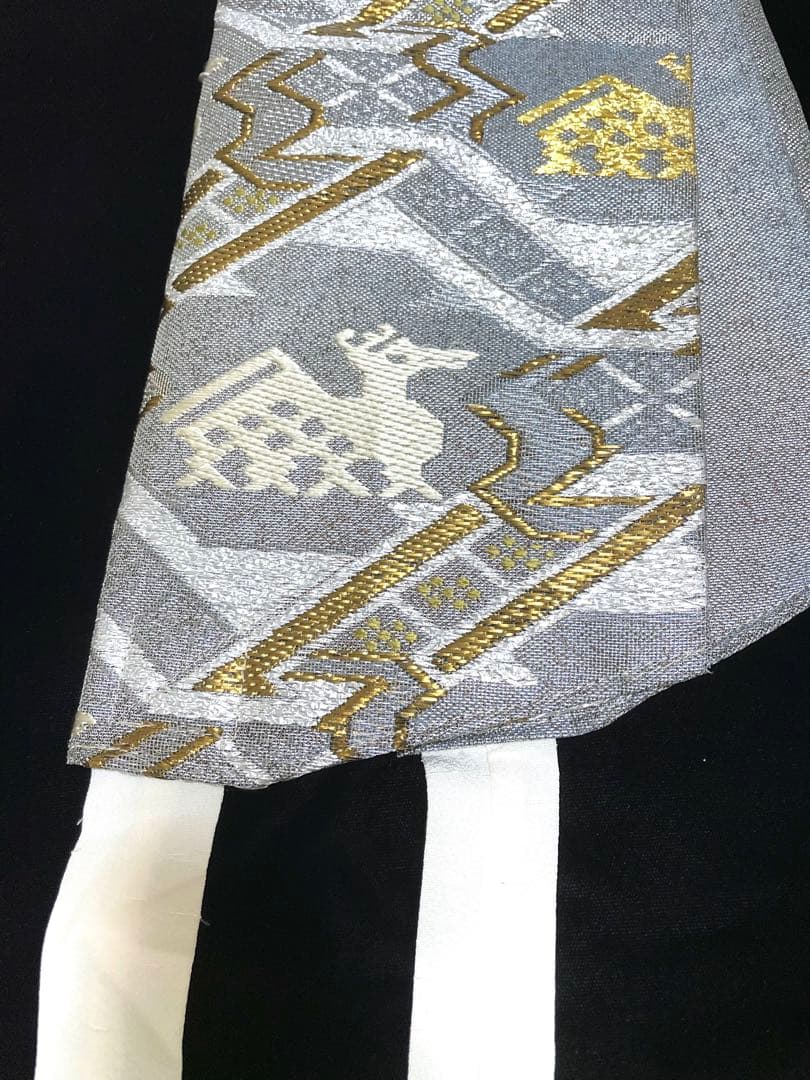 ♦️ 逸品　正絹　有職文様　有栖川鹿文　二重太鼓の作り帯