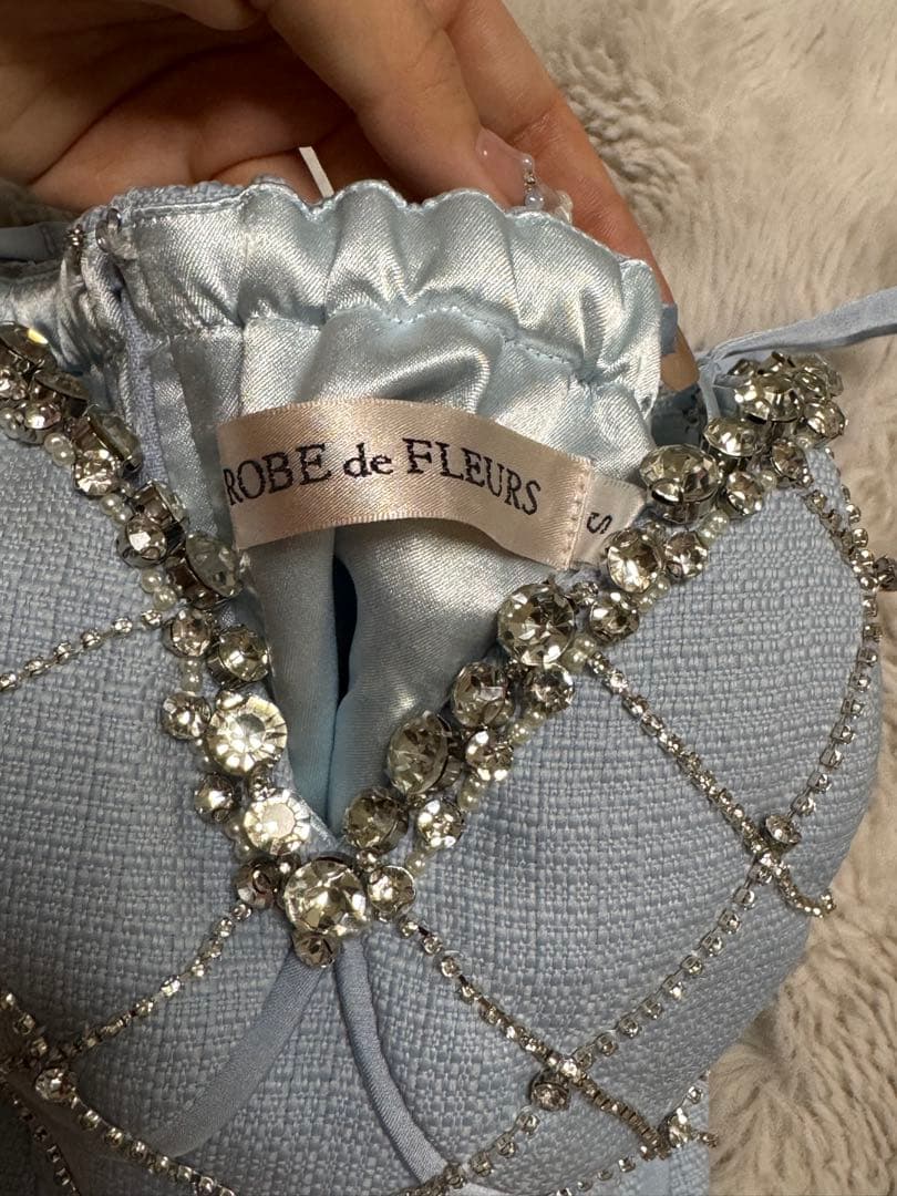 ROBE de FLEURS 水色ドレス Sサイズ