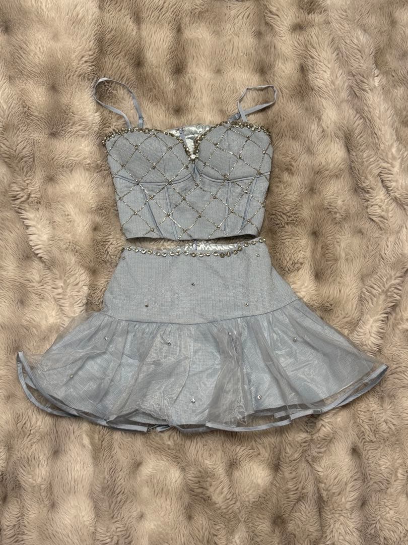 ROBE de FLEURS 水色ドレス Sサイズ