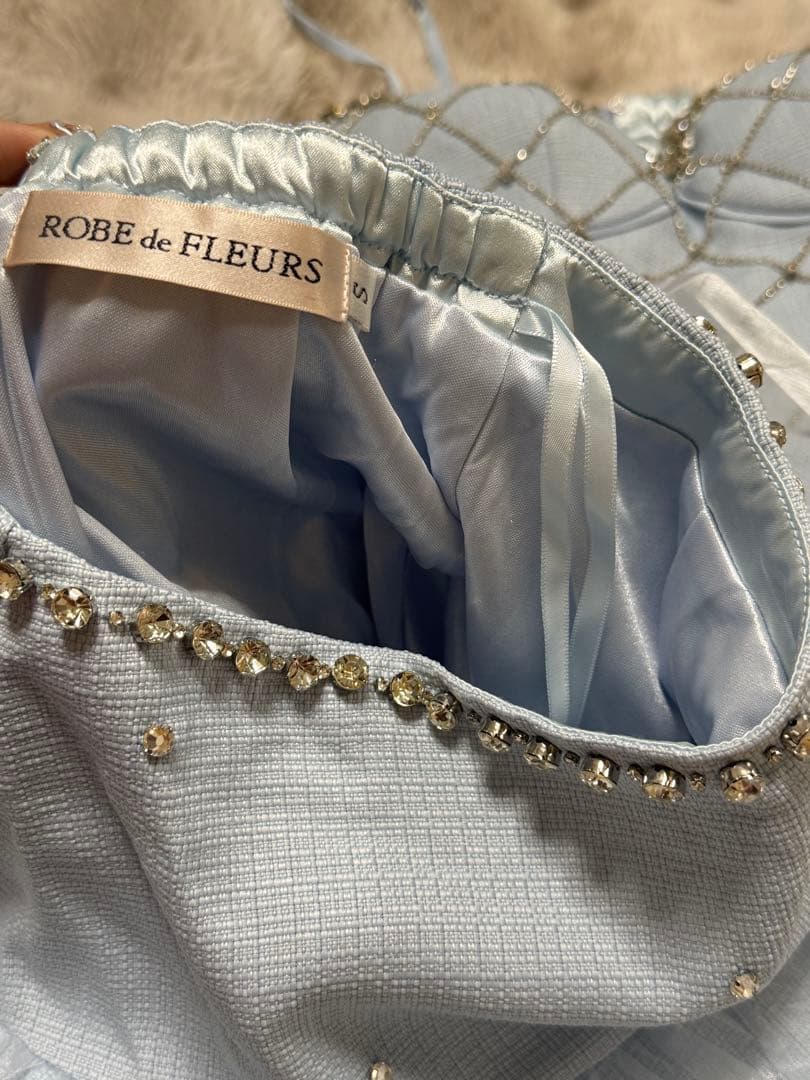 ROBE de FLEURS 水色ドレス Sサイズ