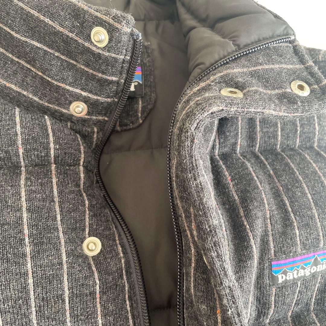 patagonia ダウンベスト S グレー/ストライプ