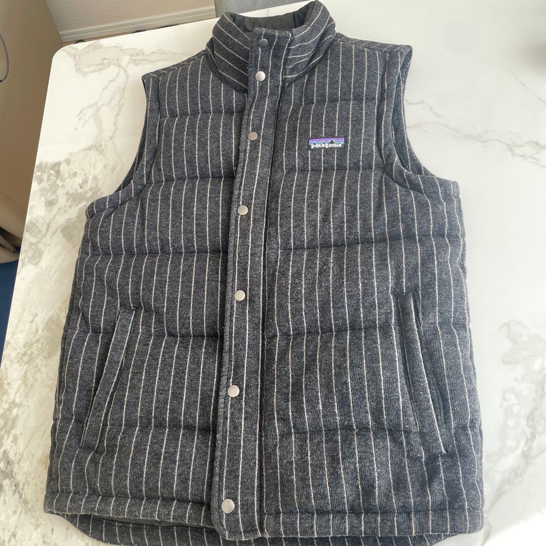 patagonia ダウンベスト S グレー/ストライプ