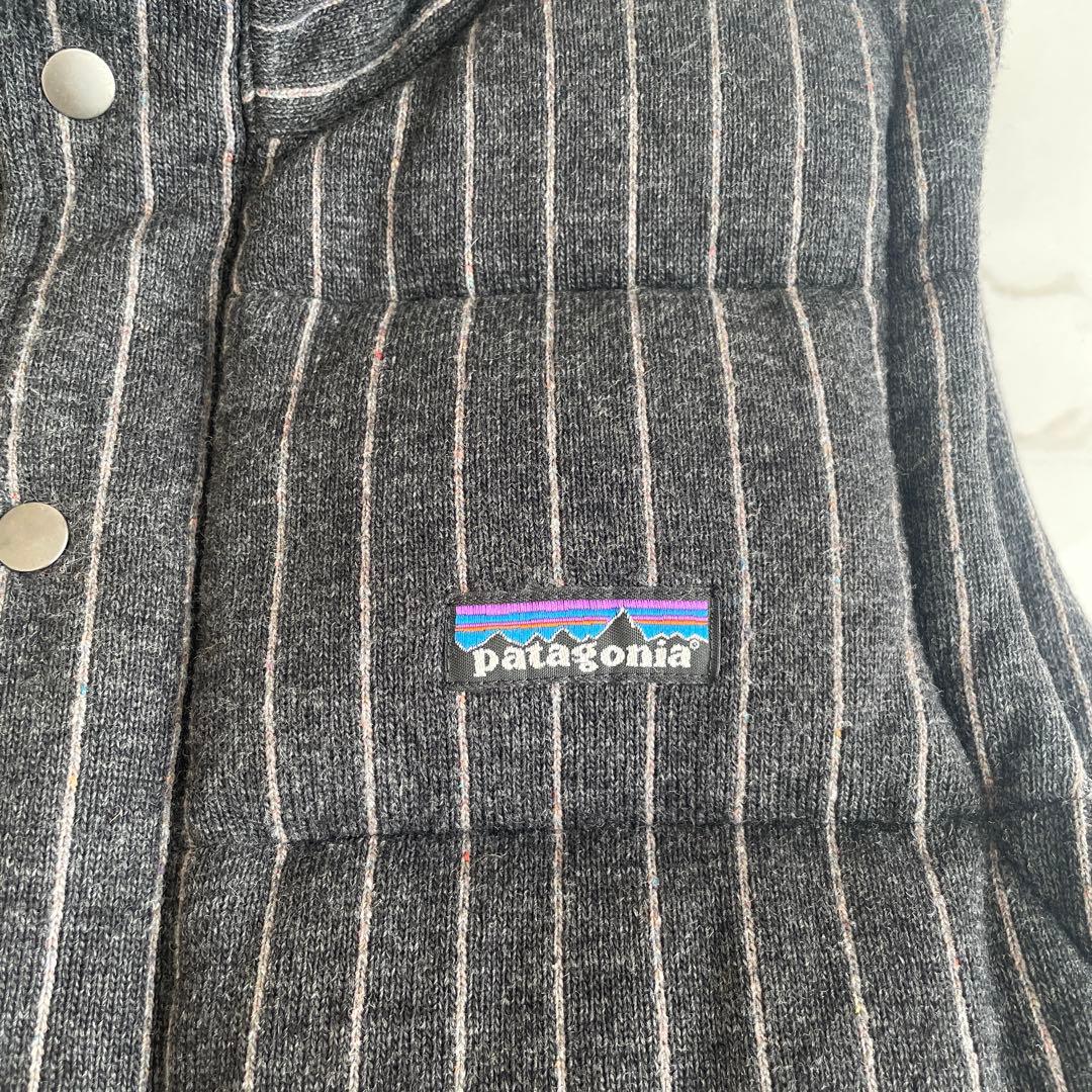 patagonia ダウンベスト S グレー/ストライプ