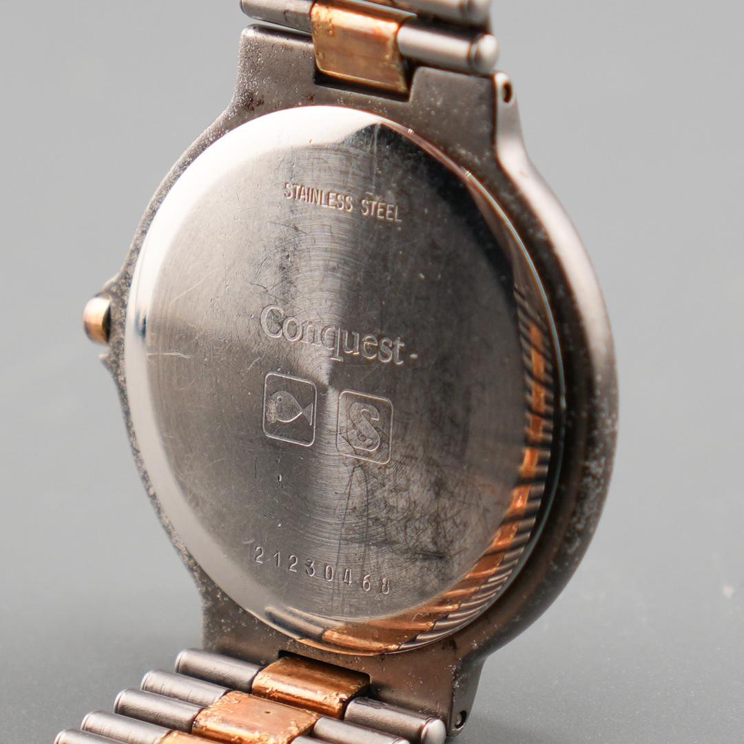 稼働 LONGINES グレー デイト ラウンド 腕時計 新品電池 クォーツ