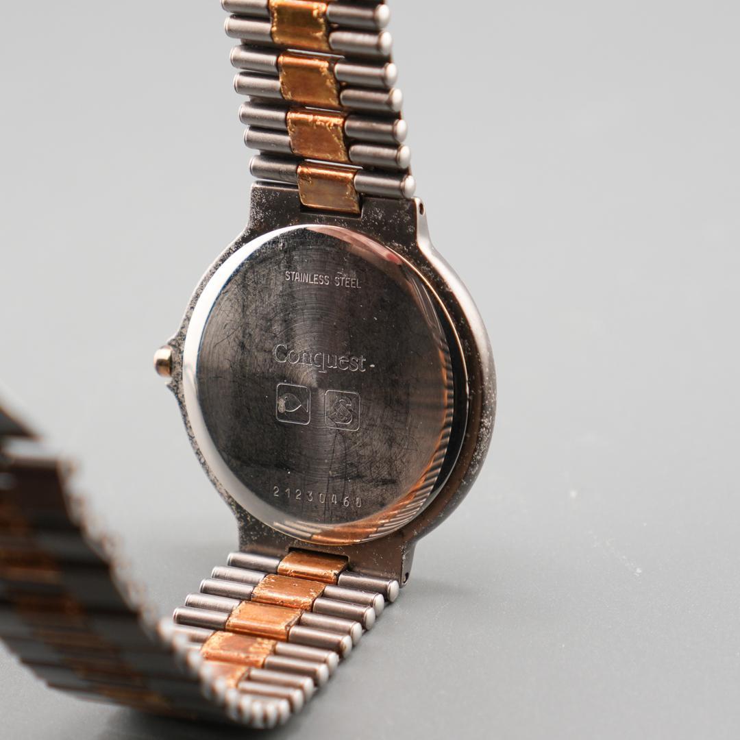 稼働 LONGINES グレー デイト ラウンド 腕時計 新品電池 クォーツ