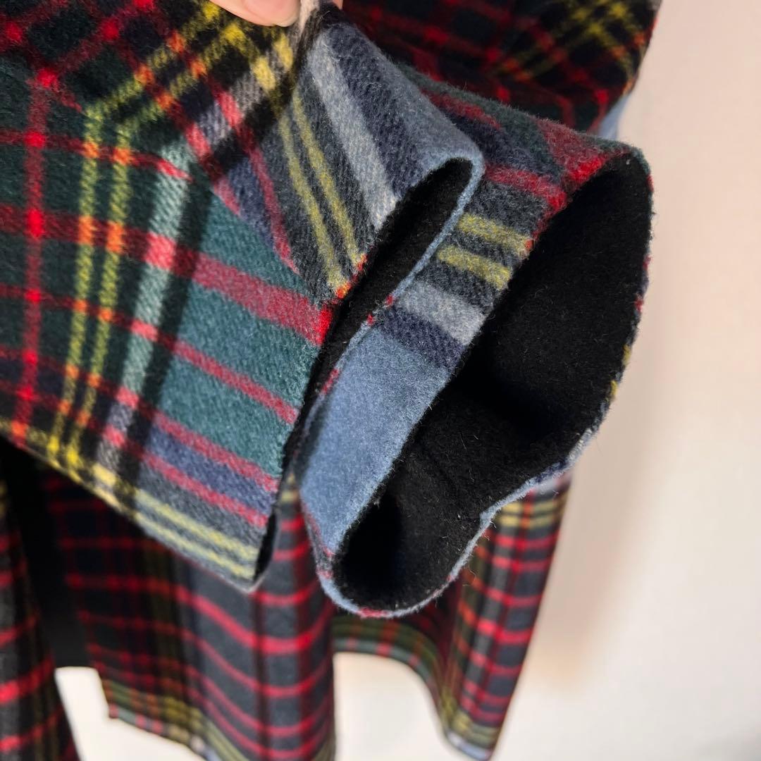 Kinloch Anderson リバーシブルコート チェック柄 ブルー×レッド