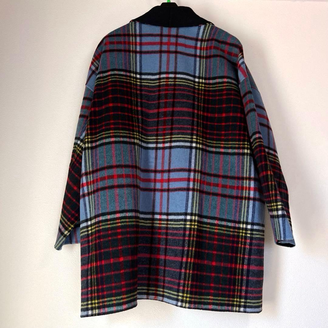 Kinloch Anderson リバーシブルコート チェック柄 ブルー×レッド