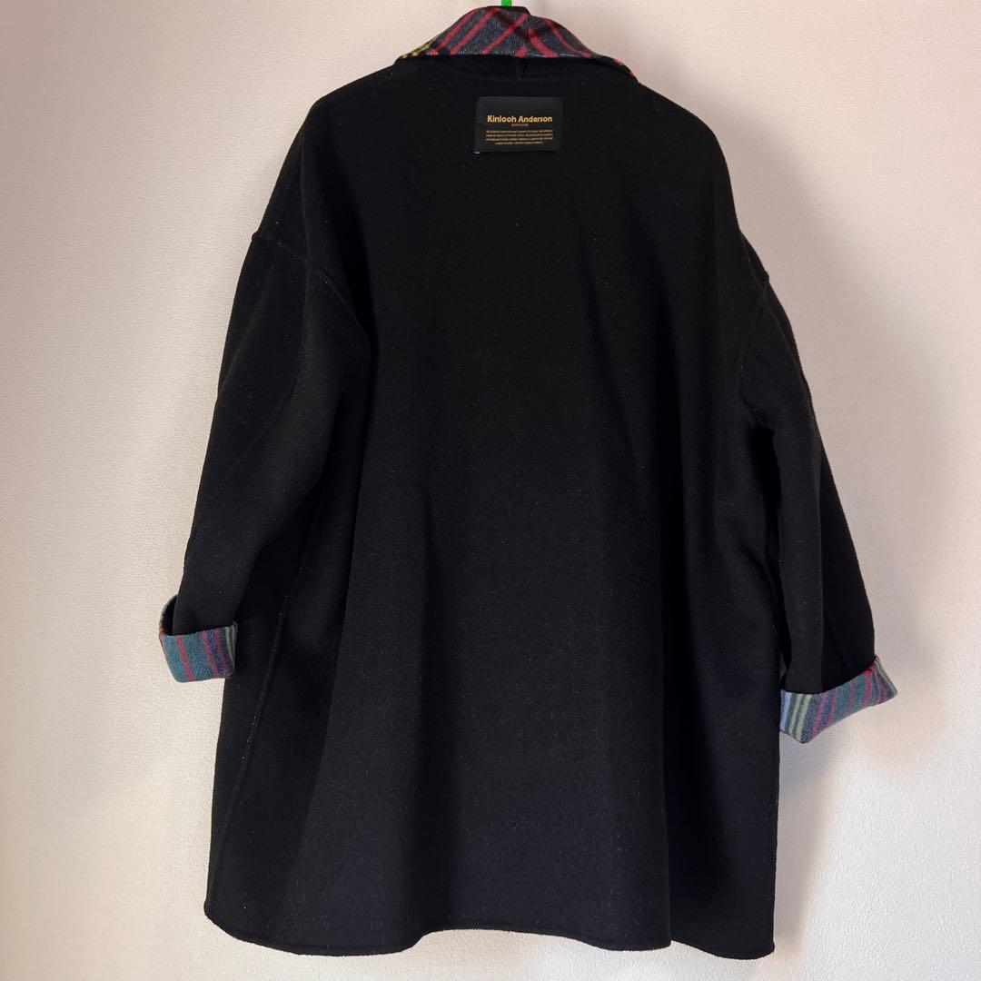 Kinloch Anderson リバーシブルコート チェック柄 ブルー×レッド