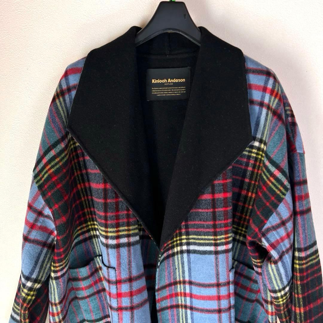 Kinloch Anderson リバーシブルコート チェック柄 ブルー×レッド