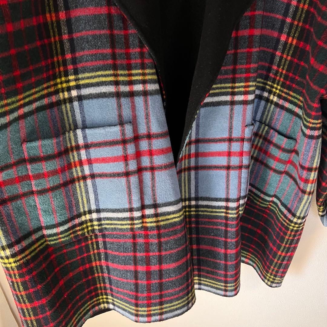 Kinloch Anderson リバーシブルコート チェック柄 ブルー×レッド