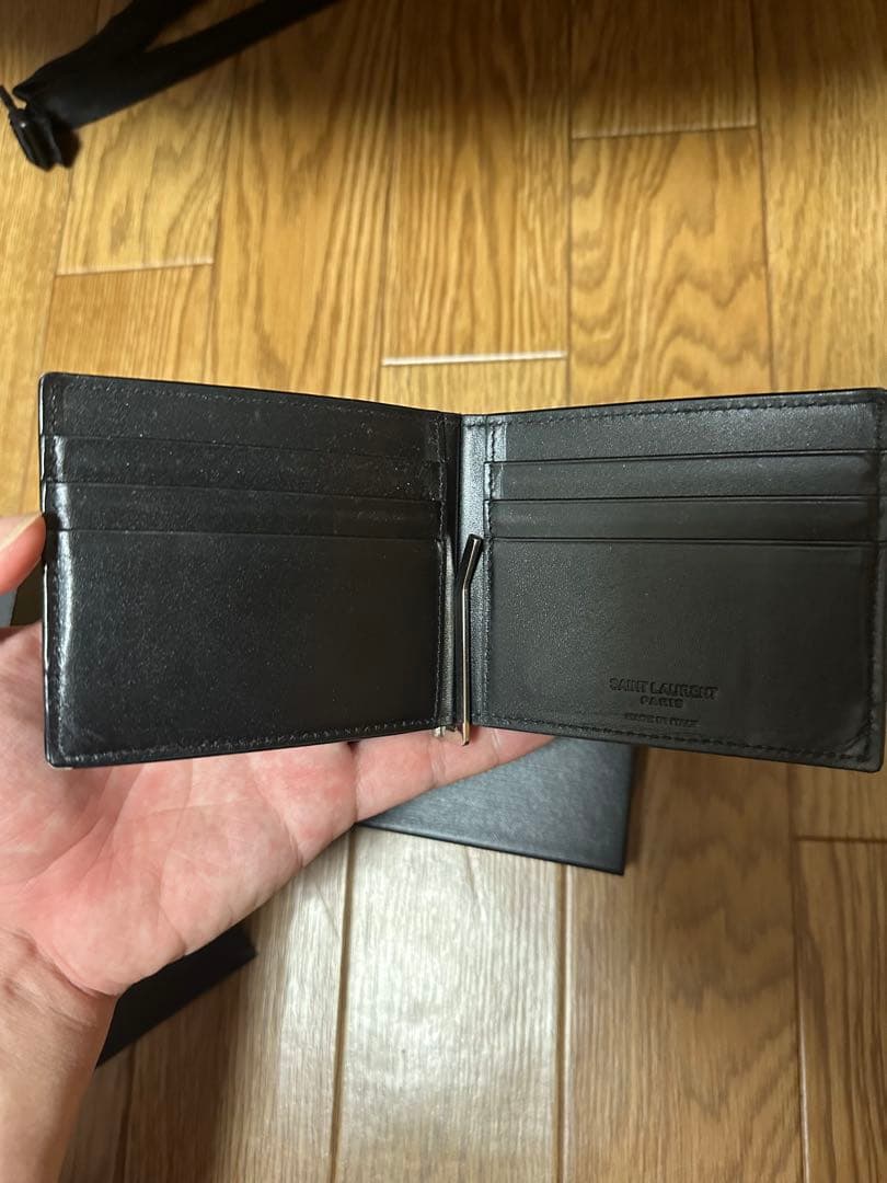 SAINT LAURENT マネークリップ 黒 レザー