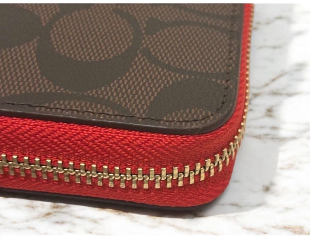 COACH 長財布ブラウン/レッド新品